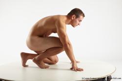 Nude Man White Kneeling poses - ALL Muscular Short Brown Kneeling poses - on one knee Realistic